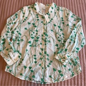 NWT Anthropologie Embroidered Button Up